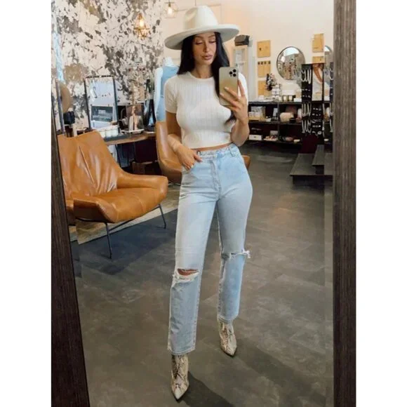 Rolla's Original Straight High Rise Jeans in Sunbleach Worn 28 Womens Denim Pant - Picture 12 of 15